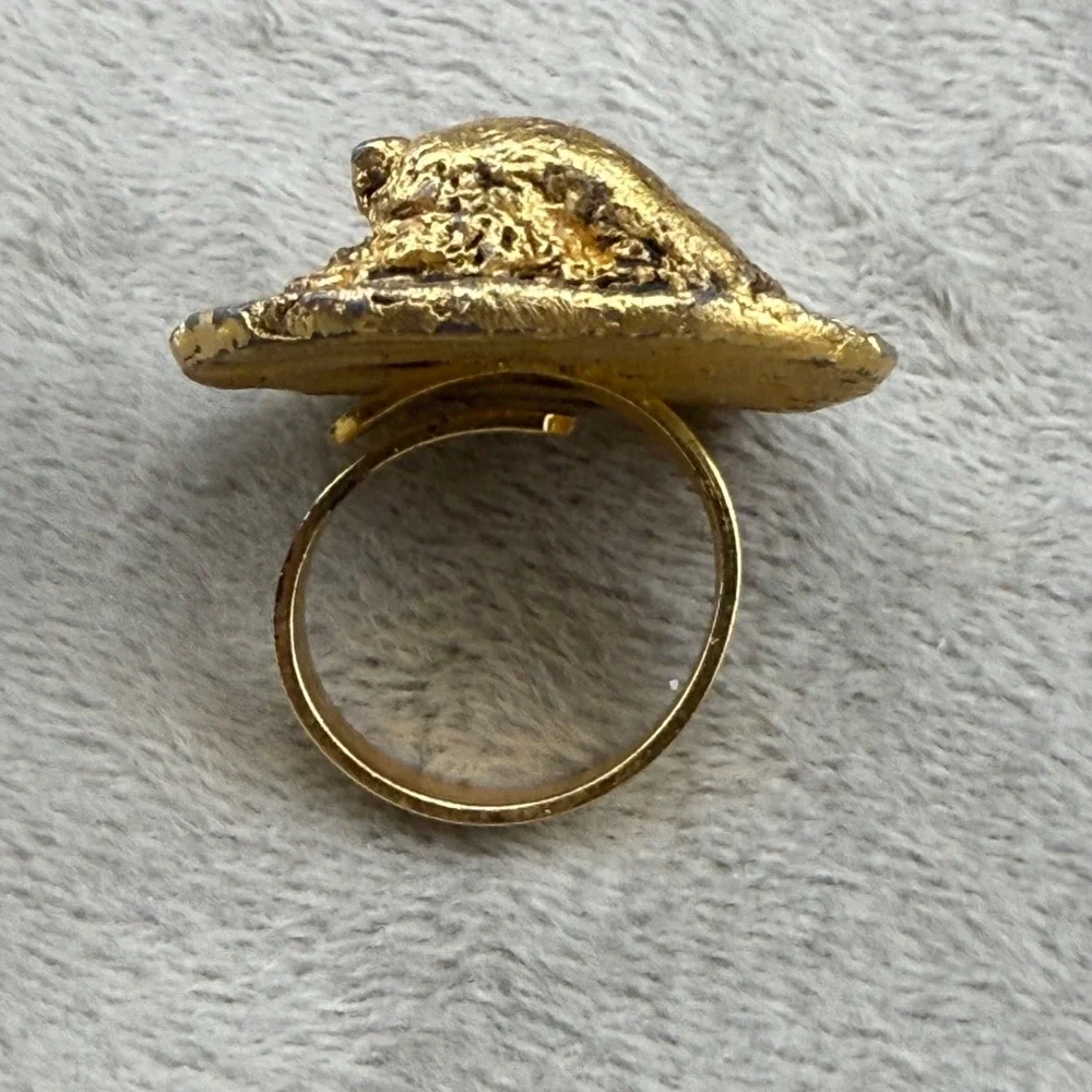 Taurus Ring Zodiac Gold Tone‎ Bull Celestial Horoscope Adjustable Size 5.5